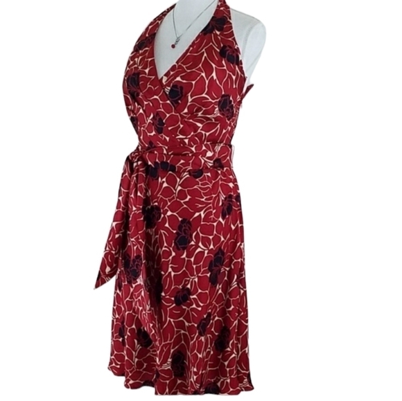 Ann Taylor~Size 2~Burgundy/Black Floral Silk Dress - Picture 3 of 11